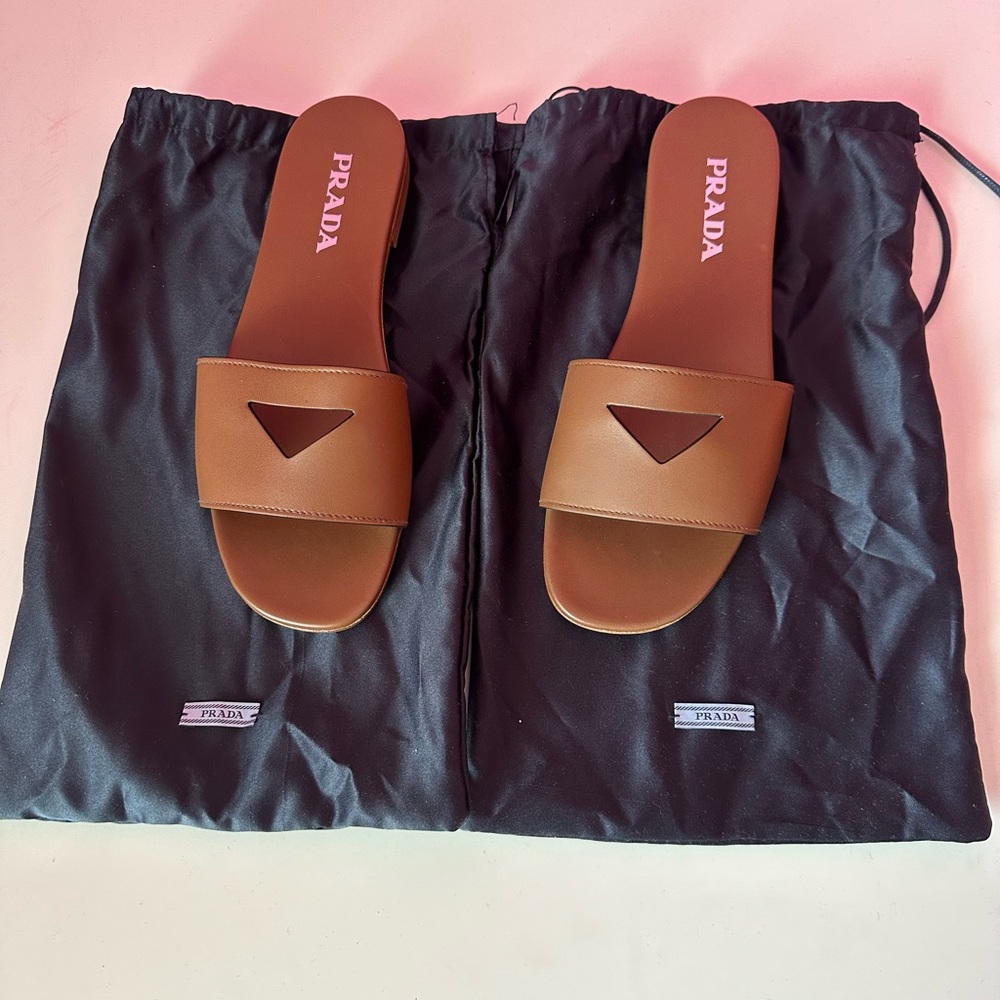Prada flat slides - brown